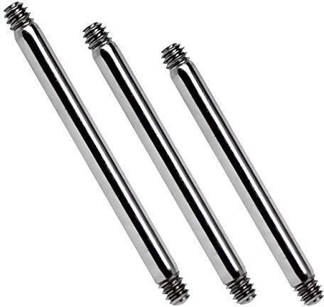 Titanstab Piercingschmuck Set, 3 x Barbell in 1,6 x 18 mm / 19 mm / 20 mm