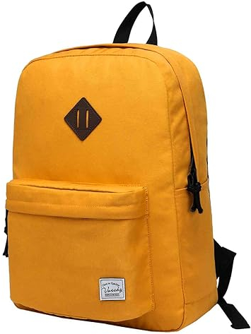 VASCHY Schulrucksack, leicht, wasserabweisend, Rucksack für Herren, Schulranzen, Damen, Kinder, Jungen, Freizeit, für Mädchen, Schule, Schule, Jugendliche, College, Business, Reise, Honiggelb., one
