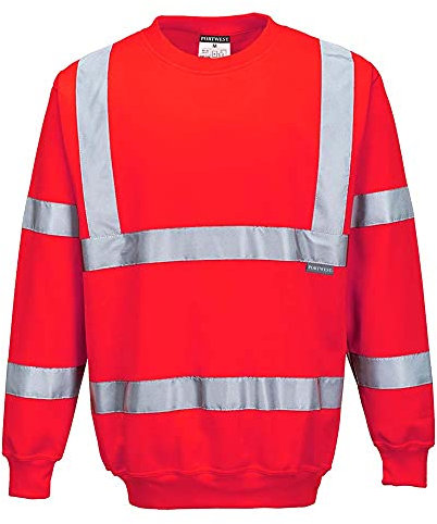 Portwest B303 Comfort Elasticated Hi-Vis Sweatshirt Red, Large