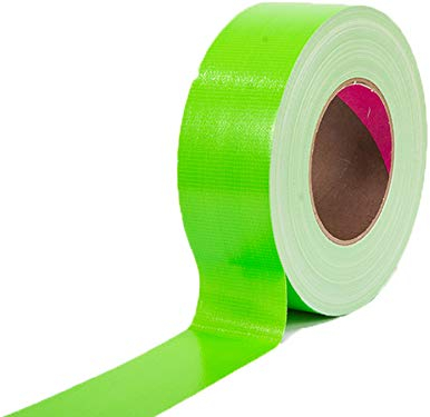 Profi Tape Gewebeklebeband Klebeband für Bühnenbau Gewebeband Verlegerklebeband - Neon Grün, 5cm x 50m, Matt, Wasserfest, Beschriftbar, Rückstandsfrei Abziehbar