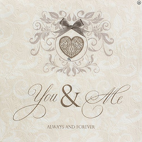 16 Serviette Creme geprägt Hochzeit Trauung Wedding 33 x 33 cm