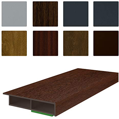NOBILY Fenster/PVC Deckleiste Flachleiste Fensterleiste 40mm Breite x 7mm Höhe mit Überstand für Wandabschluss inkl. Schaumklebeband farbig - Länge 1950mm - Farbe Nussbaum