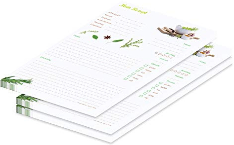 PRICARO Rezeptblock Gewürze, A4, 25 Blatt, 3 Stück weiß