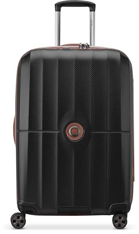 DELSEY Paris St. Tropez Hardside Erweiterbares Gepäck mit Spinner-Rädern, schwarz, Checked-Medium 24 Inch, St. Tropez Hartschalengepäck, erweiterbar, mit Rollen
