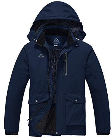 donhobo Herren Winterjacke Warm Gefüttert Softshell Jacke Wasserdicht Snowboardjacke Outdoorjacke Winterparka Skijacke Funktionjacke Kapuzenjacke Marine XXL
