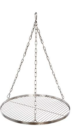 Grillrost 47 cm mit Kette Edelstahl für Schwenkgrill 3 Bein Grill Rost 14 mm Stababstand BBQ
