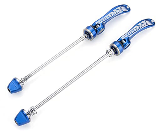 VIARON MTB Quick Release Axle Front and Rear Mountain Bike Skewer Set Aluminum Alloy Bicycle Wheel Skewers Hub QR Lever (Blue)