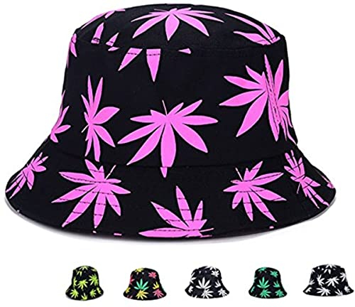 HAPEE Fischerhut Marihuana Unisex | Sonne UV Cannabis Blatt Hüte faltbar, rose, S/L