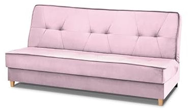 mb-moebel Canapé BZ en lit Convertible avec Coffre 3 Places de Rangement Relax Droit - clic clac, Banquette - en Tissu - Salon & séjour - 192x91x94cm - Rivia (Rose)