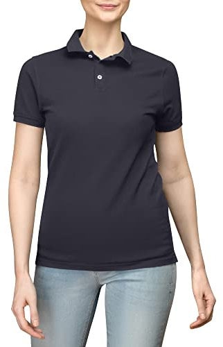 Love My Fashions® Women’s Polo Shirt – Knitted Collar and Cuffed Short Sleeves, Casual & Plain T-Shirt for Ladies Charcoal