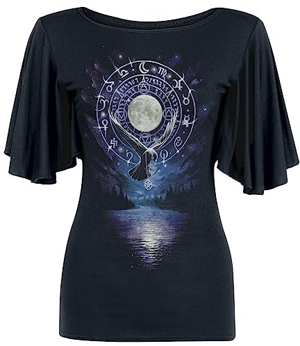Spiral - Witchcraft - Boat Neck Bat Sleeve Top Black - XXL