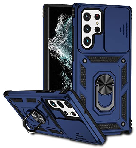 Samsung Galaxy S22 Ultra Case with Camera Cover & Kickstand - Military Grade Shockproof Heavy Duty Protective Case with Magnetic Car Mount Holder
