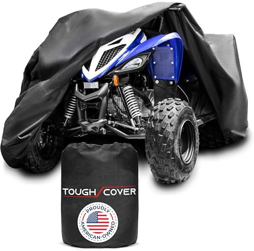 Tough Cover XL ATV Cover, Heavy Duty 600D Marine Grade Fabric, Quad Cover for Kawasaki, Honda, Polaris, Yamaha, and More. Protection Against Water, Wind, UV. 4 Wheeler Accessories (Black)