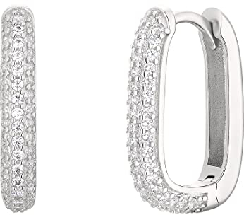 NOELANI Creolen 925 Sterling Silber Damen Ohrschmuck, mit Zirkonia (synth.), 2,1 cm, Silber, Kommt in Schmuck Geschenk Box, 2034654