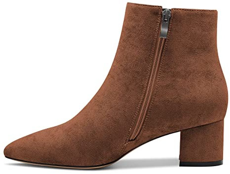 Castamere Donna Chunky Blocco Basso Gattini Tacco Heel Chiusa a Punta Stivaletti Slip-on Cerniera Ufficio Classico Dress Stivali Marrone Scamosciato 37 EU