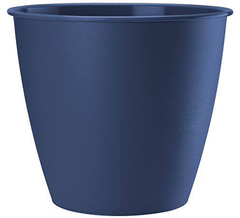 VERDENIA Azalia Maceta Ligera para balcón, Maceta Decorativa para Plantas para Interior y Exterior, Maceta de plástico, Redonda, Muchos Colores, 13 x 12 cm, Azul Marino