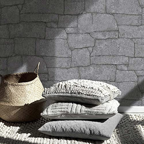 Erismann 10297-47 Non-Woven Wallpaper Dark Grey Brick Wall Stone Look 3D Look