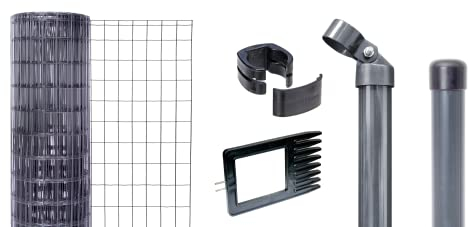 Alberts 669089 Fix-Clip Pro als Zaun-Komplettset, zum Einbetonieren | verschiedene Längen und Höhen - wahlweise in verschiedenen Farben | anthrazit | Höhe 122 cm | Länge 50 m