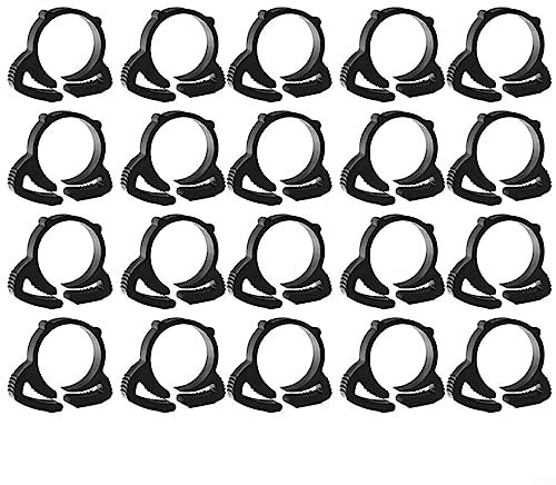 Oniissy 20Pcs φ20mm Heavy Duty Black Double Gripping Nylon Hose Clamps Set, Plastic Snap Ratcheting Clamps Assortment Kit (Black 20Pcs)
