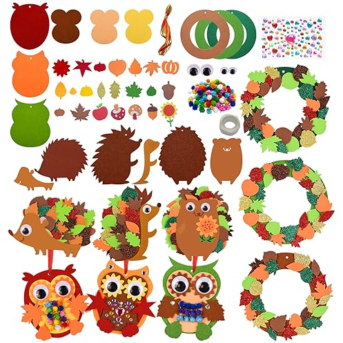 FORMIZON Filz Bastelset für Deko, 9 Stück Owl Bastelset, Herbst Basteln für Kinder, Kreativsets Und Bastelbedarf Für Kinder, Bastelset Kinder für Jungen Mädchen Festliche Geschenk