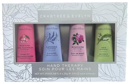 Crabtree & Evelyn Crabtree and Evelyn Hand Therapy Kit 4 Piece 0.9 Ounce Each Rose Water, Lavender, Lily, Pear and Pink Magnolia