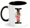 Taza Inicial Letra Tazas de Café con Flores Taza Abecedario 350ML Taza de Cerámica Negro Taza Personalizada Regalos para Mujeres, Esposa, Madre, Regalos para Cumpleaños, Día de la Madre (I)