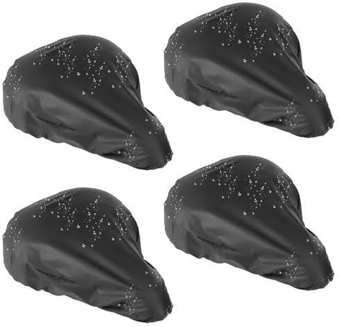 Realjoy Sattelbezug Fahrrad Wasserdicht (4er Set), Fahrradsattel Abdeckung Wasserfest Fahrradsattel Schutzhülle Regenschutz, Elastische Fahrradsattel Überzug Regen für meisten Fahrräder (Schwarz)