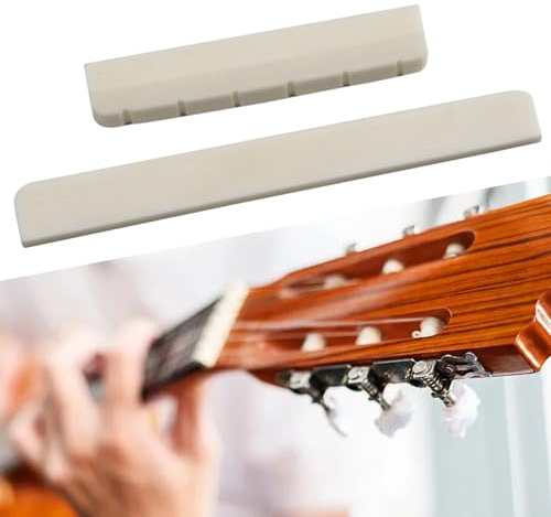 Steg für Konzertgitarre, Kuhknochen, 6 Saiten, Steg, Sattel und Sattel für klassische Gitarre, 2 Stück