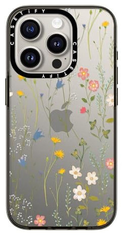 CASETiFY Compact Case for iPhone 15 Pro [2X Military Grade Drop Tested / 4ft Drop Protection] - Dreamy Floral Pattern - Clear Black