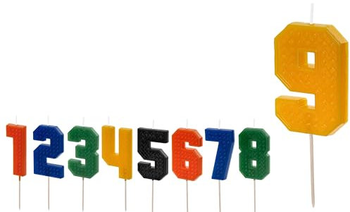 Kerze 9 Geburtstagskerze 9 Zahlenkerze 9 Baustein-Look Kerze Zahl 9. Geburtstag Junge Mädchen Geburtstagstorte Kuchendeko