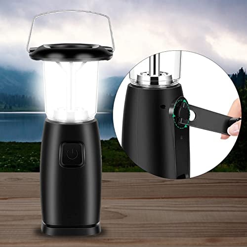Solar Hand-Up Crank Dynamo LED Light Lantern Lamp,Wind up Lantern,Wind Up Lamp Dynamo Torch Camping Lamp for Camping Hunting Hiking Sailing Travelling (Black, 1 Pack)