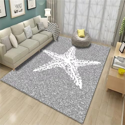 ROSURUG Outdoor Läufer Fussmatte Innen Teppich Rutsch Stop Pentagramm-Muster Wohnzimmer Schlafzimmer Teppich Heimdekoration feuchtigkeitsbeständig Treppenhaus Deko(Grau 80X120cm)