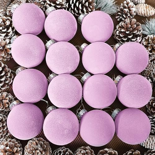15Pcs Velvet Christmas Balls Bulk Flocked Christmas Tree Decorations, Velvet Christmas Ornaments, Samt-Weihnachtskugeln, Beflockt Weihnachtsbaumkugeln Set Ornamente, Weihnachtsbaumschmuck (Rosa)