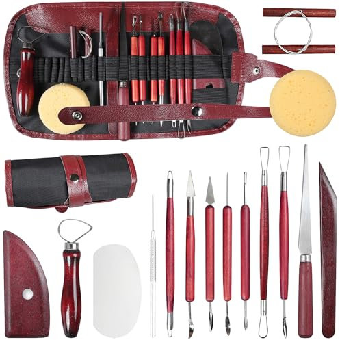 Polymer Clay Tools, 15Pcs Clay Sculpting Tools,Ball Stylus Dotting Tools,Modeling Clay Tools Set,Ceramic Tools, Pottery Carving Tool with a Storage Bag for Engraving, Embossing, Shaping