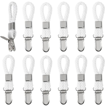 12 Stück Handtuch Aufhänger Weiß, Handtuchaufhänger Clip, Handtuchclips Aufhänger für Handtücher, Handtuchklammer, Geschirrtuchhalter, Handtuchklammern zum Aufhängen, Handtuch Clips zum Aufhängen