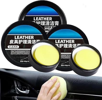 Eunmsi Leader Cleaning and Care Cream & Cleaning Paste for Leather Care,Leather Care Cleaning Paste,Automotive Interior Leather Cleaning Cream,Car Leather Conditioner Oil Paste (3 pcs)
