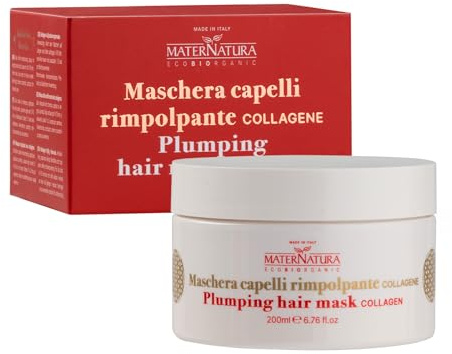 Maternatura, Maschera Capelli Rimpolpante Antiage al Collagene, Effetto Antiossidante, Made in Italy, 200 ml