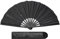 PATIKIL 13 Glitter Clack Rave Fan with Holster, Large Holder Folding Hand Fan Holder Handheld Fan for Women Edm Festival Club Party Dance, Black