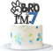 Bro I'm 7 Cake Topper - Boy 7th Birthday Cake Supplies - Seven Years Old - Big Brother 7th Birthday Party Decoration - Black Blue Glitter