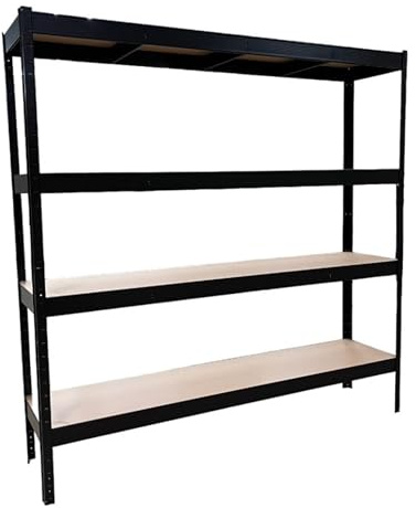 SCHULTE Regalwelt Schwerlastregal mit 4 MDF-Böden | 180x150x50 cm (HxBxT), 150 Kg Traglast pro Boden, schwarz