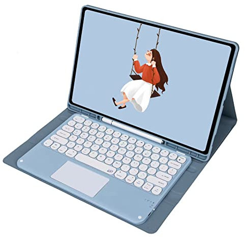 JZCZMCE Custodia con Tastiera per Samsung Galaxy Tab A7 10.4'' 2022/2020 (SM-T500/T505/T507), Tastiera Wireless Staccabile con Touchpad Intelligente, Custodia Sottile con Supporto per S Pen,Blu