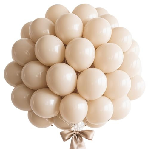 Luftballon Girlande Beige, 100 Stück 10 Zoll Sand Weiß luftballons, Creme Weißsand Girlande Luftballons Geburtstag Set, Sand Weiss Latex Ballons Set für Geburtstag Babyparty Hochzeit Festival Deko