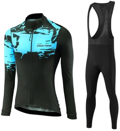 UGLY FROG Invernale Completo Abbigliamento Ciclismo Bici Pile Maglia Tuta Bicicletta +Pantaloni Imbottiti con 3D Gel Pad Traspirante Sportivo