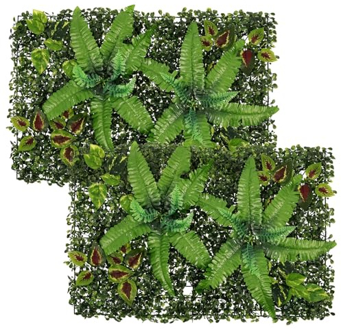 Künstliche Pflanzen, Blumen, lebende Wandpaneele, 60 x 40 cm, künstliches Gras, Pflanzen-Wandpaneel, grüner Sichtschutzzaun, Sichtschutz für Innen- und Außenbereich, Gartendekoration (Stil 1), 2 Stück