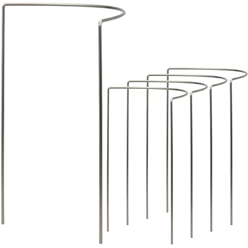 Hummelladen 10 STÜCK Edelstahl Pflanzenstütze Staudenstütze halbrund - Ø 38 cm - 70 cm hoch aus 4mm Edelstahl Draht Buschstütze - Staudenstütze - Pflanzbogen Staudenhalter Rankhilfe Pflanzenring