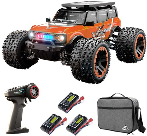 Teeggi Coche teledirigido 40km/h, 1/20 RC Alta velocidad todoterreno Drift Coche de carreras, 2.4G Motor de escobillas de carbón 4WD Carrera todoterreno Buggy para adultos, 3 baterías, SG201PRO