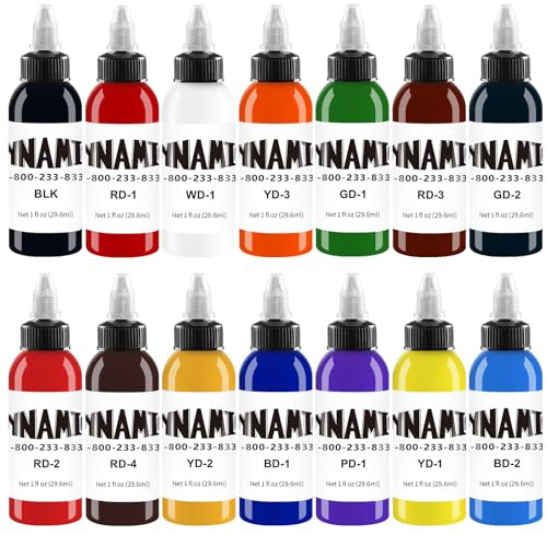 DLDN01 14 Farbtinten, Tätowiertinten, 14 Farben Tattoo-Tinte, Aktivtinten, Farbmuster Tattoo-Tinte (30 ml)
