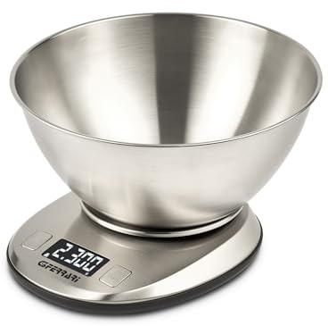 G3 Ferrari G20172 Bilancia da Cucina Nancy, Ciotola INOX, Da 1 gr a 5 Kg, Corpo INOX, Display alta Luminosità, Sensore ad Alta Preciosione