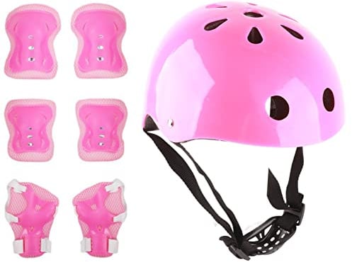 Brrnoo Skyddsutrustning för Barn Stötdämpande Sporthjälm för Skridskocykling (Rosa)
