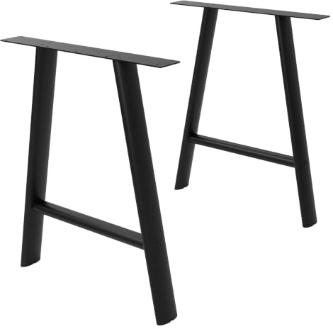 ML-Design Tischbeine Metall Schwarz 2er Set, Tischgestell Outdoor wetterfest, Tischfüße aus Stahl, Tischkufen A-Form, Schreibtischbeine Untergestell Möbelfüße für Esstisch Schreibtisch, 60x72 cm, Oval